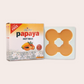 Papaya hot wax packaging with wax sheets on a light background